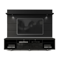 Manhattan Comfort 2-1531382353 Cabrini TV Stand and Floating Wall TV Panel with LED Lights 2.2 in Black 